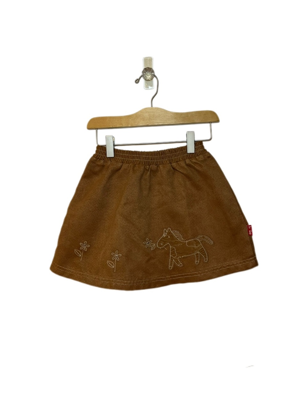 Le Top Size 6 Girls Brown Embroidered Horse Skirt